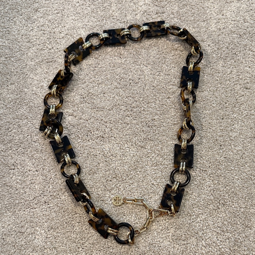 Tory Burch Tortoiseshell and Gold Chain Belt